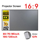 Portable Projector Screen Simple Curtain Anti-Light 60/70/80/100/120 Inches Projection Screens for Home Outdoor Office Projector