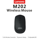 Lenovo M202 2.4GHz Wireless Mouse Office Mouse 4 Keys Mute Mice Ergonomic Design with 3 Adjustable DPI for PC Laptop Black Mice