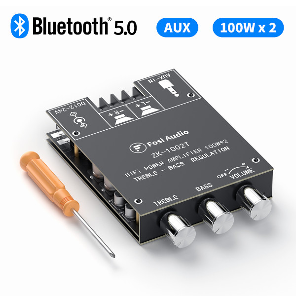 Bluetooth 100W Treble and Bass Adjustment Subwoofer Amplifier Board 2.0 Channel High Power Audio Stereo Bass AMP