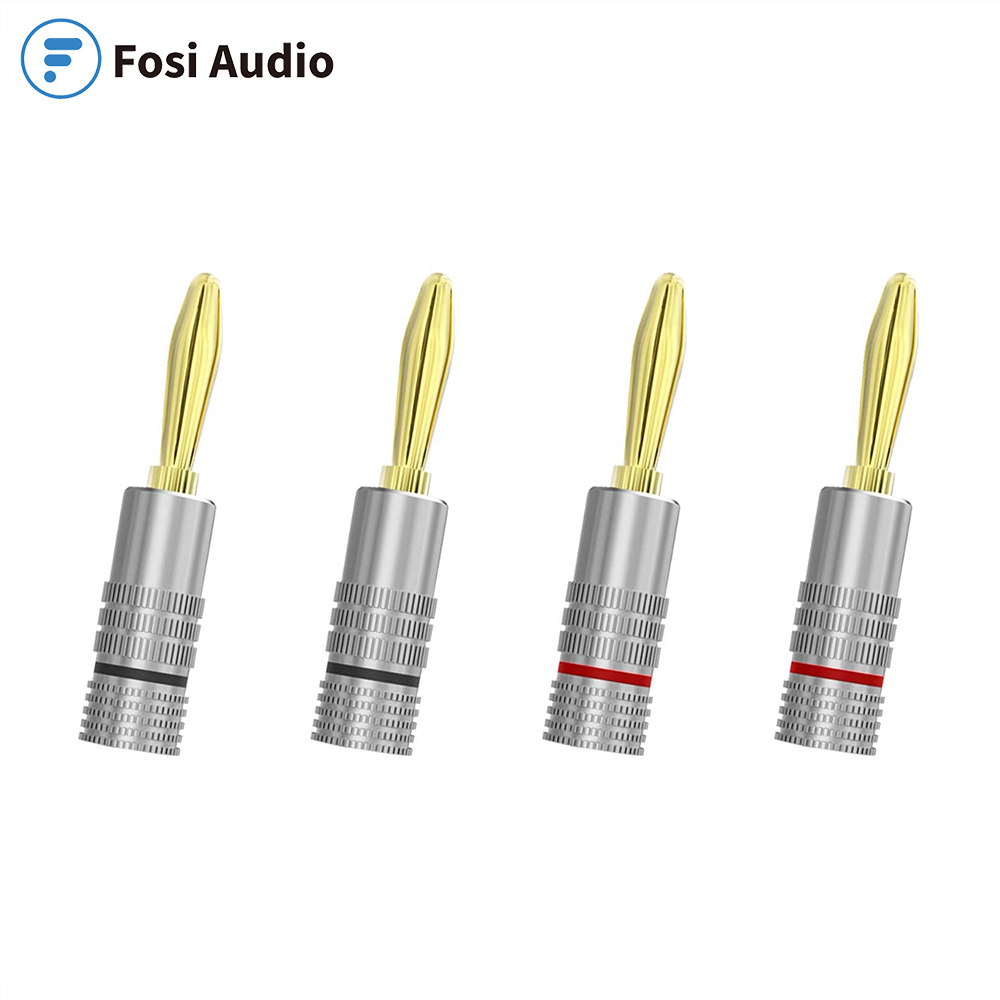 Banana Plugs 2 Pair/ 4 pcs, 24K Gold Plated Dual Screws Jack Connectors