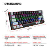 HXSJ V800 Wired Mechanical Keyboard 68 Keys RGB Gaming Keyboard with Detachable Type-C Blue Switch/Red Switch Keyboards for PC