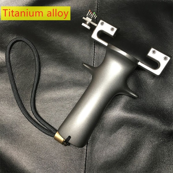 Powerful Slingshot Flat Rubber Band Outdoor Hunting Titanium Alloy Sling Shot Heavy-duty Large Slingshot For Shooting And Ball