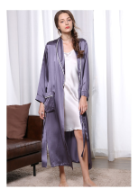 Hotel-Style Long Silk Robe Premium Chinese Silk Nightgown Robe Set Silk Slip Dress Ankle-Length V-neck Venus Ladies Nightdress