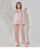 Premium Women's Silk Pajama Set 22 Momme 100% Mulberry Silk Long Sleeve Pants Piped Luxury Sleepwear Lounge Set Blue Red Emerald