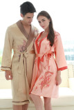 22 Momme Luxury 100% Mulberry Silk Robe Set Couple Traditional Chinese Totem Dragon Phoenix Classic Embroidery Christmas Gift
