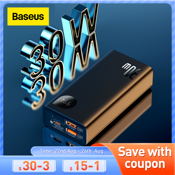 Baseus 30W Mini Power Bank 10000mAh PD Fast Charging Powerbank Portable Battery Charger For iPhone 13 Pro Max iPad Pro