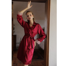 Pure Silk Nightgown Robe Set 100% Silk Charmeuse Lace Spaghetti Strap Sleeveless Dress Red Wine Chic Lingerie Wedding Gift Bride