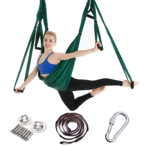 2.5*1.5m Yoga Hammock Full Set Anti-Gravity Flying Swing Set 6 Handles Inversion Tool for Pilates Mount Anchor Hanging Belt