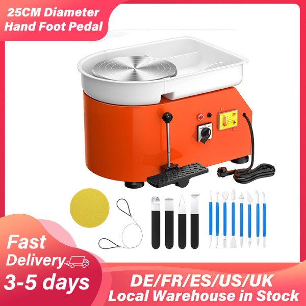 25CM 350W Professional Electric Pottery Wheel Machine 110V 220V Ceramic Work Clay Art Craft Hand Push /Pedal Control Potters