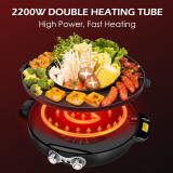 2 in 1 Electric Smokeless Grill Electric Hot Pot Barbecue Machine 42cm Large Capacity Double Temperature Control Split Home BBQ
