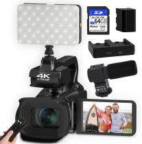 4K Youtube Vlog Camcorder 60FPS UHD Digital Video Camera For Live Stream Webcam Fill Light 4.0 Inch Rotate Touch Screen 18X Zoom
