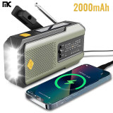 Multifunctional Radio Hand Crank Solar USB Charging FM AM WB 2000mAh Weather Radio Emergency LED Flashlight Torch Power Bank