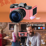 G-Anica Macro Lens 4K Pink Digital Camera Flip Screen Selfie Camera 48MP YouTube Vlog WIFI Network Camera 16X Digital Zoom