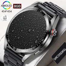 New Men Smart Watch 454*454 HD AMOLED Screen Bluetooth Call 8G RAM Local Music Watches Fashion Smartwatch Men For Huawei Xiaomi
