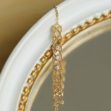 S925 Sterling Silver Plating 14K Gold Light Luxury Retro Hollow Zircon Bracelet For Womne Sweet Jewelry Gift