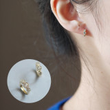 925 Sterling Silver Simple Shiny Srystal U-shaped Earrings Women Punk Hip Hop Street Art 14k Gold Plating Jewelry  Gift