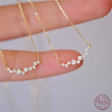 925 Sterling Silver Korean Version  Pavé Zircon  Pendant Clavicle Chain Necklace Women Charm Wedding Jewelry