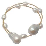 KKGEM Natural  Freshwater White Baroque Pearl 
 15x22mm Reborn keshi Pearl  Adjustable Bracelet classic for women