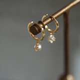 Shiny Exquisite Zircon Ball Earrings for Women 925 Sterling Silver Plated 9k Gold Earrings