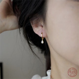 925 Sterling Silver Solitaire Zircon Drop Korean Earrings for Womern Temperament Sweet Jewelry