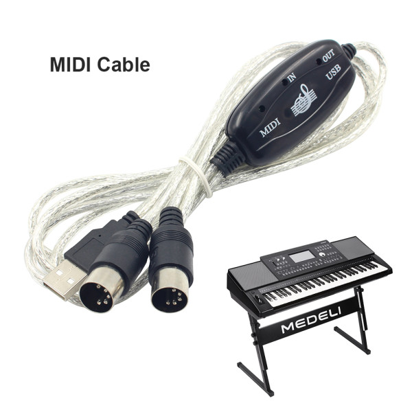 For PC Computer USB IN-OUT MIDI Adapter Cable Music Keyboard Converter Cord Wire