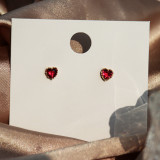 925 Sterling Silver Red Heart Stud Earrings For Women Luxury Temperament Wedding Party Jewelry Accessories Girlfriend Gift