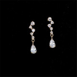 925 Sterling Silver Plated 14k Gold Micro-inlaid Zircon Small Sparkling Crystal Earrings Women Fashion Party Jewelry Accessories