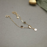 925 Sterling Silver 14k Gold Plated Shiny Disc Bracelet for Women Korean Fashion Simple Temperament Jewelry