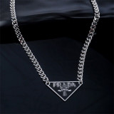 Luxury Brand Stainless Steel Cuban Chain Triangle Pendant Necklace
