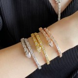 European and American premium spring full diamond snake shaped bracelet 925 silver plated women's fashion brand jewelry gift