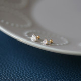 925 Sterling Silver Korean Sweet Simple Zircon Heart Stud Earrings for Women Girl Exquisite Jewelry Bijoux Accessories
