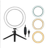 Ring Light Led 6 Inch Tripod 16cm Light For Photo And Video Three Color Circular Photography Fill Light Adjustable Portability