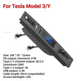 For Tesla Model 3 Y Docking Station 27W Quick Charge 3.0 PD Type C Hub Car USB Shunt Hub Retractable Cable For Tesla Accessories