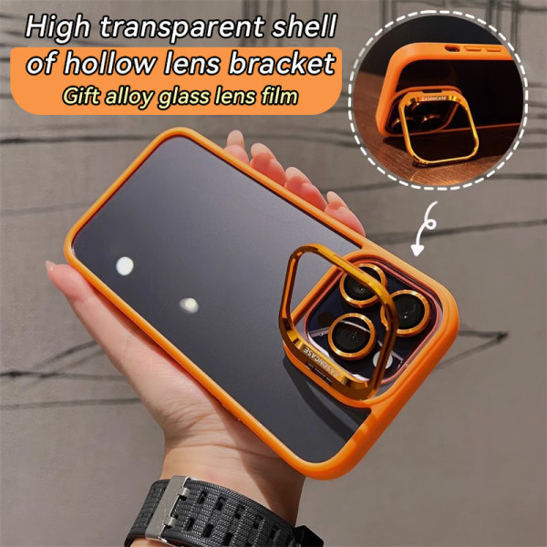 Lens Metal Ring Protector Stand Phone Case For IPhone 12 13 14Pro Max 11 Camera Glass Protection Transparent Shockproof Cover