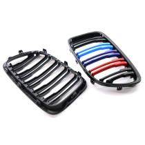 M Color Double Slat Gloss Black Kidney Grill Replacement for BMW E84 X1 10-15
