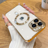 Luxury Plating For Magsafe Case For iPhone 15 14 13 12 11 Pro Max Wireless Charge Magnetic Soft Cover With Camera Lens Protector