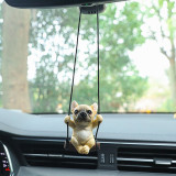 Cute Anime Gypsum Swinging Duck Resin Puppy Auto Rearview Mirror Pendant Car Hanging Ornaments Car Decoration Accessories Gifts