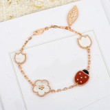 Hot selling new rose gold bracelet for women Lucky Flower Spring Ladybug Fashion Luxury Brand Jewelry Set Valentine's Day Gift
