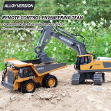 2.4G 11 Channels RC Excavator Dump Bulldozer Cart Trucks Bulldozer Alloy Vehicle  Remote Control Car Excavator Gift Toy for Boy