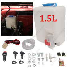 Universal Car Windshield Washer Bottle 12V 1.5L Windscreen Washer Tank Pump Bottle Wiper System Reservoir Kit Car Accessories