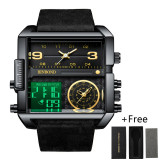 Fashion Oversized Square Watch Men Top Brand Luxury Waterproof Luminous Wristwatch Mens Quartz Watches