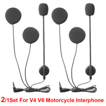 2/1 Set 3.5mm Microphone Speaker Headset Helmet Intercom with Microphone for V4 V6 Motorcycle Bluetooth Intercom BT Interphone