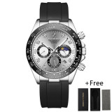 Luxury Man Wristwatch Waterproof Luminous Chronograph Men Watch Silicone Strap Men's Date Quartz Watches+box