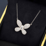 European Classic Luxury Brand 925 Sterling Silver Butterfly Necklace Women's Pendant Sweet Simple Fashion Jewelry Party Gift