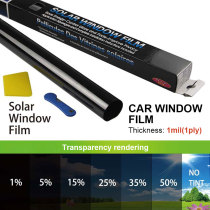 75*600cm Car Window Black Flim Privacy Sun Blocking Auto Home Window Tinting Film Roll UV Protector Window Sticker Films