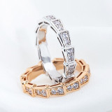 High Quality 925 Sterling Silver Full Diamond Snake Bone Ring Women's Fashion Temperament Simple Luxury Brand Jewelry Party Gift