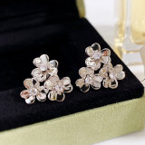 2022 Hot Selling New 925 Sterling Silver Three Flower Earrings Women's Personality Trend Party Gift Luxury Brand Jewelry