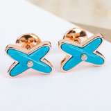 Fashion Designer 925 Sterling Silver Inlaid Natural Stone Cross Earrings for Women Sweet and Cute Simple Premium Brand Jewelry