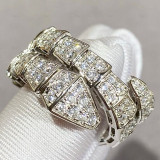 High Quality 925 Sterling Silver Zircon Double Ring Snake Bone Ring Women's Personality Fashion Couple Gift Luxury Brand Jewelry