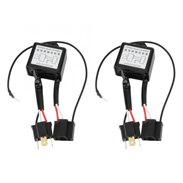 2PCS H4 LED Headlight Reversed Polarity Converter Polar Inverter Positive Negative Switch Harness Adapter for H4 Xenon Lamp
